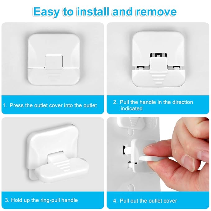 Mom's Choice Gold Awards Winner - Outlet Covers with Hidden Pull Handle Baby Proofing Plug Covers (45 Pack) 3-Prong Child Safety Socket Covers Electrical Outlet Protectors Kid Proof Outlet Cap