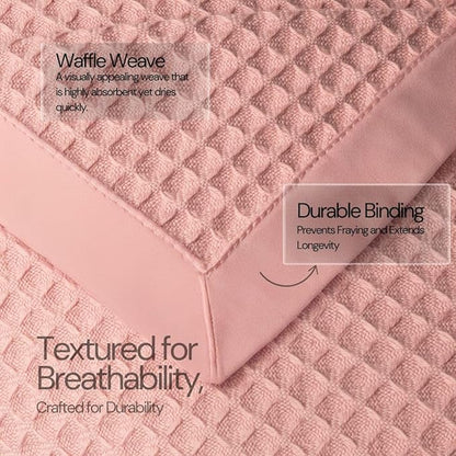 Salt Earth GOTS Certified 100% Organic Cotton Throw Blanket, 108"X90" Blankets & Throws for Bed, Throw Blanket for Couch,Modern & Cozy Blanket, All Season Waffle Blanket, Soft Blanket (Misty Rose)