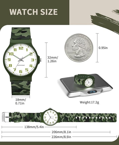 Kids Analog Watch Boys Girls, 30M Waterproof, Sports Watch for Boys, Easy to Read Children's Thin Dial Wrist Watches with Soft Band, for Ages 5-15 Kids Great Birthday Gifts Christmas Day