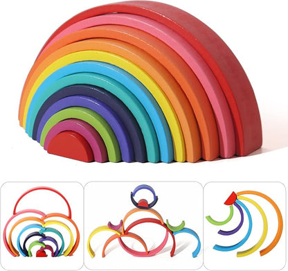 Montessori Rainbow Arch Building Blocks – 12-Piece Creative Stacking Toy for Kids, Multifunctional Educational Playset for Fine Motor Skills, STEM Learning Toy