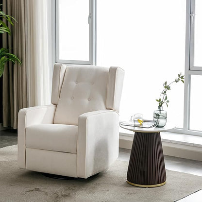 Swivel Rocker Recliner Chair, Nursery Glider Chair, Nursery Rocking Chairs, Manual Reclining Chair, White