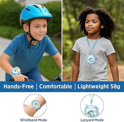Walkie Talkies for Kids Rechargeable 2 Pack, Wearable Wrist & Lanyard Watch with Flashlight, Fun Stickers, Toys Gifts for Boys Girls Age 3-12 for Outdoor Camping, Hiking, Birthday, Christmas (Blue)