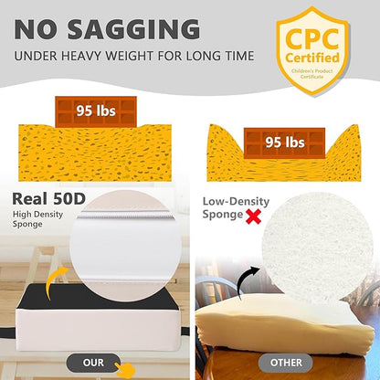 Booster Seat for Kitchen Chair with Adjustable Straps, Toddler Booster Seats for Dining Table Portable for Travel Camping Eating, Booster Cushion for Table for Baby Child Infant Kid Boy Girl