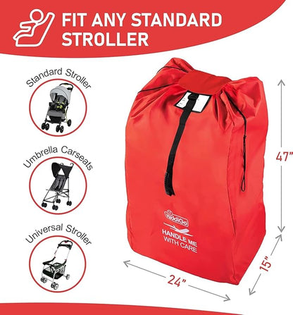 Travel Stroller Bag for Airplane, Red, 47" H x 24" W x 15" D, Fits Most Large, Single, Double, Jogging Strollers,Waterproof, Heavy-Duty Protection, Easy-to-Carry Design