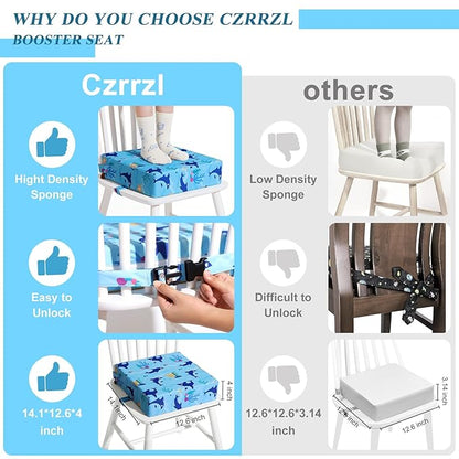 Toddler Booster Seat for Dining Table, Stronger Support Booster Seat for Table Washable 2 Safer Straps Non-Slip Bottom Portable for Kids Baby Increasing Cushion for Travel Home