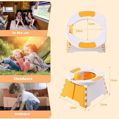 Portable Potty for Toddler Travel, Kids Travel Potty Training Chair with Travel Bag, Baby Potty Training Toilet for Outdoor and Indoor Easy to Clean(Orange) by Yszawmx, Includes 30 Replacement Bags