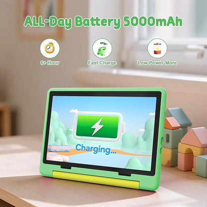 Kids Tablet,Android 15 Tablet with HD Display,10.1 inch,Parental Control & Kids Mode, Octa-Core, GMS Certified,20GB RAM 64GB ROM,1TB Expandable, 5000mAh Battery, Dual Camera, Protective Case,Green