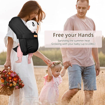 Baby Wraps Carrier Sling, Baby Carrier for Newborns and Toddlers,Skin-Friendly and Soft Front Baby Carrier Wrap Perfect Baby Gifts (Black, Mesh)