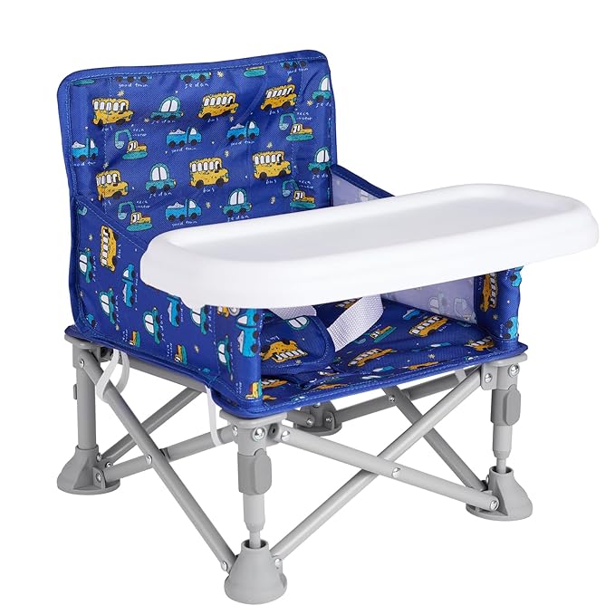 Portable Baby Booster Seat with Tray, Toddler Booster seat for Dining, Camping, Travel, Baby Beach Chair 6 Months to 3 Years Old Indoor Outdoor Use CH2406