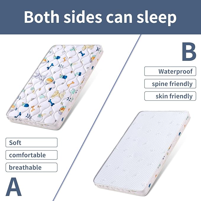 Baby Bassinet Mattress 30x 15 inches- Firm Support and Comfort Premium Foam,Noiseless and Odorless,Hypoallergenic Small Crib Mattress, Fits Moses Basket, Dual Sided with Soft Breathable Fabric