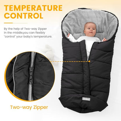 Orzbow Warm Bunting Bag Universal, Stroller Sleeping Bag Cold Weather, Waterproof Toddler Footmuff (Black, Large)