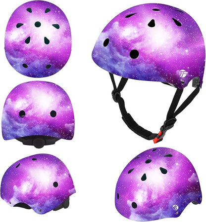 Adjustable Color Gradient Skateboard Helmet for 3-5-8-14+Ages【Toddler Kids Youth Adult】 Girls Boys Woman.Bike Helmet for Multi-Sports Cycling Bicycle Scooter Inline Roller Skate Rollerblading