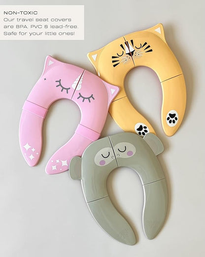 Hippypotamus Travel Potty Seat for Toddler - Folding Potty Training Seat - Portable Toilet Seat Cover for Baby & Kids (PINK Unicorn)