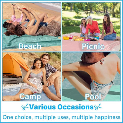 Oversized Turkish Beach Towel Blanket XXL Cotton Sandproof Towels Boho Woven Extra Large Big Sand Free Giant Throw Thick Blankets Huge Quilt XL Picnic Camping Necessities Cloud For Adult Gifts Teal