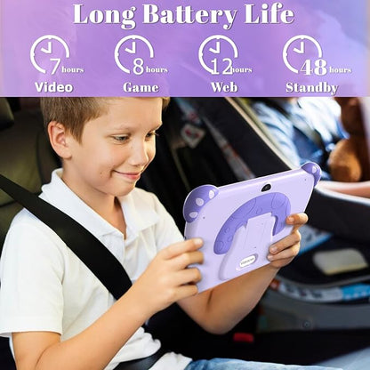 Kids Tablet 7 inch Toddler Tablet for Kids WiFi Tablets 32G Android Dual Camera Parental Control with Kids app Pre-Installed YouTube Netflix (Purple)