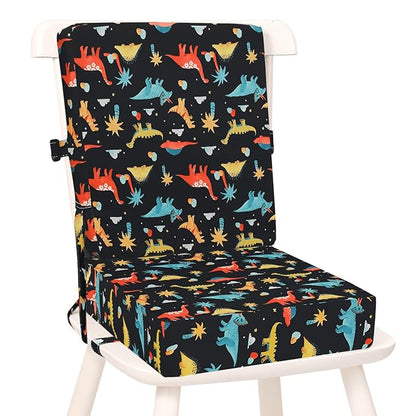 Toddler Booster Seat for Dining Table, Kids Booster Seat for Kitchen Chair with Backrest and Adjustable Straps, Non-Slip Portable PU Waterproof Travel Camping Eating Baby Booster Increasing Cushion