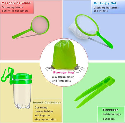Bug Catcher for Kids - Outdoor Insect Catching Kit with Butterfly Net, Bug Box, and Storage Bag - Non-Toxic Educational Toys for Nature Exploration, for Boys & Girls Ages 3-12