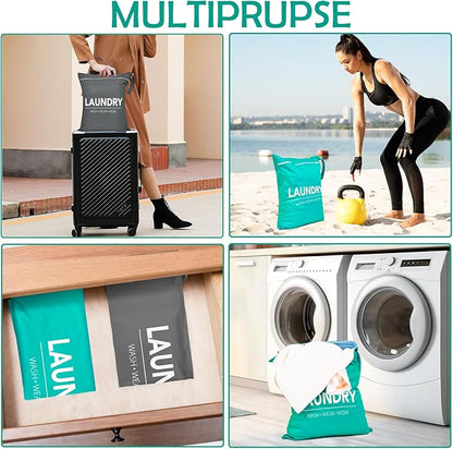 2 Pcs Large Travel Laundry Bag Waterproof Wet Dry Bag Washable Dirty Clothes Bag for Gym Clothes Laundry Wet Clothes Swimming Yoga
