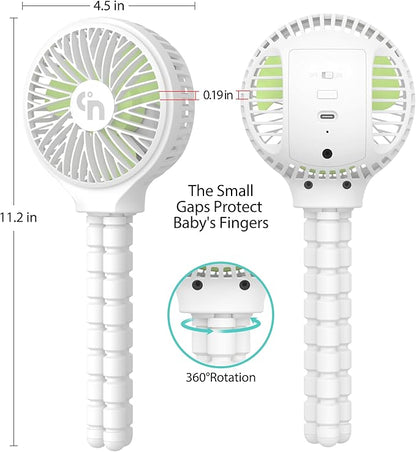 HomeLifairy Portable Stroller Fan, USB or Rechargeable Battery Operated with 3 Speeds and 360°Rotate, Cooling Clip On for Baby Crib Travel Car Seat White