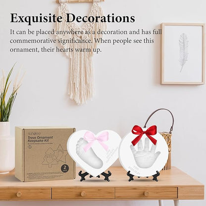Baby Handprint Footprint Keepsake Ornament Kit, Personalized Baby Foot Printing Kit for Newborn Clay Impression Handmade DIY Imagination to Create