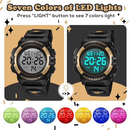 Kids Watch,Boys Watch for 3-15 Year Old Boys,Digital Sport Outdoor Multifunctional Chronograph LED 50 M Waterproof Alarm Calendar Analog Watch for Children with Silicone Band,Kids Gift