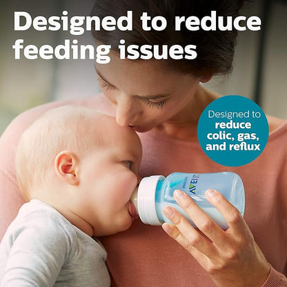 Philips Avent Anti-Colic Bottle with AirFree Vent, 9oz, with Flow 2 Nipples, 1m+, 4pk, Blue, SCY703/24