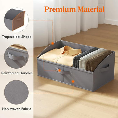 Lifewit Storage Baskets for Shelves, 6 Packs Non-woven Fabric Trapezoid Closet Organizer Bins with Handles, Foldable Clothing Containers Box for Clothes, Toy, Towel, Book, DVD, Hats, Large-Grey
