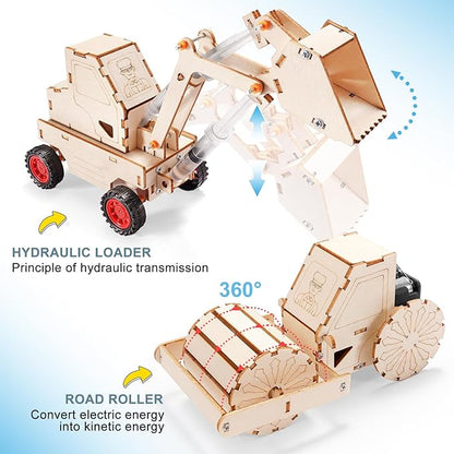STEM Kits for Kids Ages 8-10 10-12, Wood Building Crafts Kit for Boys 8-12, Model Car Kit, 3D Wooden Puzzles Woodworking Science Projects, Construction Engineering STEM Toys for 8 10 13 12 14 Year Old