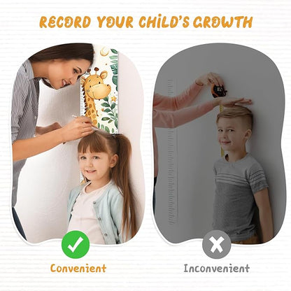 Personalized Name Baby Growth Height Chart Handing Ruler Wall Decor for Kids, Animals Canvas Removable Height Growth Chart, Nursery Decor, Toddler Kid Room Decoration, Hangable