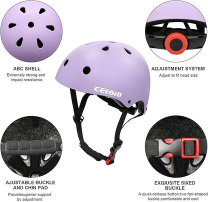Kids Bike Skateboard Helmet Pad Set,Toddler Cyling Protective Gear Knee & Elbow Pads Wrist Guards for 5-8-10-12-14-16 Years Girls Boys Bicycle Scooter Roller Skate Inline Skating Rollerblading