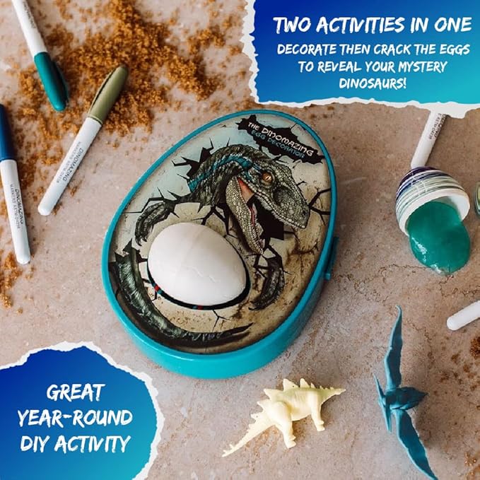 The Eggmazing Egg Decorator The DinoMazing Dinosaur Egg Refill - for The DinoMazing Egg Decorating Spinner by EggMazing - Egg with Mystery Dinosaur and Non-Toxic Slime - 6 Eggs