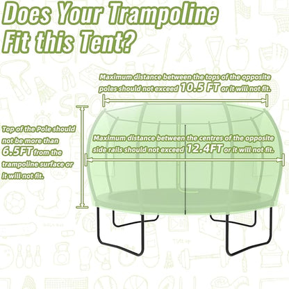Gardenature 10FT/12FT/14FT Trampoline Tent(Tent Only), Fit Round Trampolines, Shade Cover with LED Light, Outdoor Trampolien Accessories, Anti-Tear, Beige