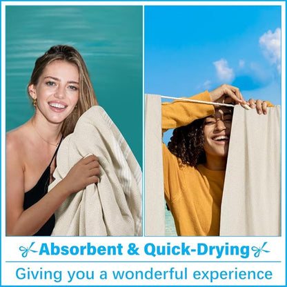 Oversized Turkish Beach Towel Blanket XXL Cotton Sandproof Towels Boho Woven Extra Large Big Sand Free Giant Throw Thick Blankets Huge Quilt XL Picnic Camping Necessities Cloud For Adult Gifts Beige