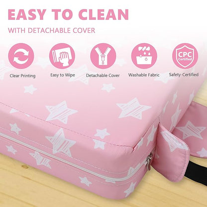 Booster Seat for Kitchen Chair with Adjustable Straps, Toddler Booster Seats for Dining Table Portable for Travel Camping Eating, Booster Cushion for Table for Baby Child Infant Kid Boy Girl