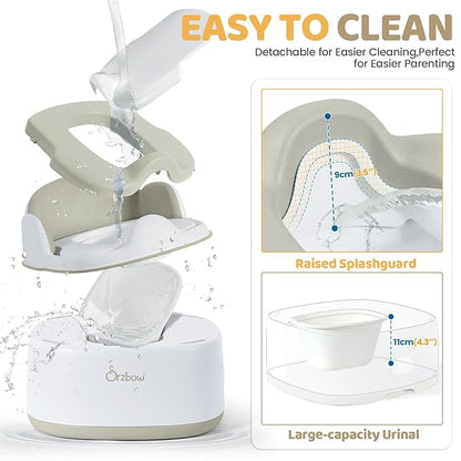 Orzbow 3-in-1 Potty Training Toilet, Detachable Baby Potty, As Toddler Toilet Seat, Chair, Step Stool for Boys & Girls 18+ Months, Potty Training Seat with Splash Guard, Lid, Easy Clean, Brown