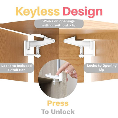Inaya 16-Pack Cabinet Locks, Child Safety Latches - Baby Proofing Cabinets and Drawer Locks - 3M Adhesive - No Drilling & No Tools Required - Child Proof Your Home