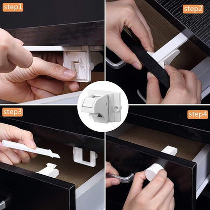 Vmaisi Adhesive Magnetic Locks for Cabinets & Drawers (40 Locks and 4 Keys)