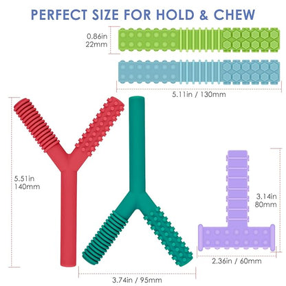 ERKOON Sensory Chew Toys for Autistic Children, 5 Pack Silicone Chewy Tube Oral Motor Tools for Sensory Kids with Autistic, Biting ADHD, SPD, Nursing Teething Toys