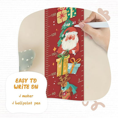 Personalized Name Growth Chart Wall Decor for Kids – Canvas Removable Height Chart Measuring Ruler 59" x 7.9" （Santa Claus Gifts）