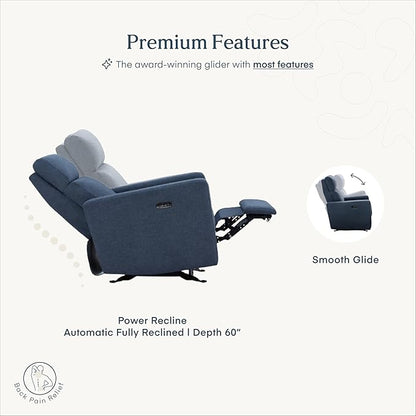 Nurture& The Glider – Premium Power Recliner Nursery Chair with Stationary Headrest | Designed for Comfort and Simplicity | Built-in USB Charger
