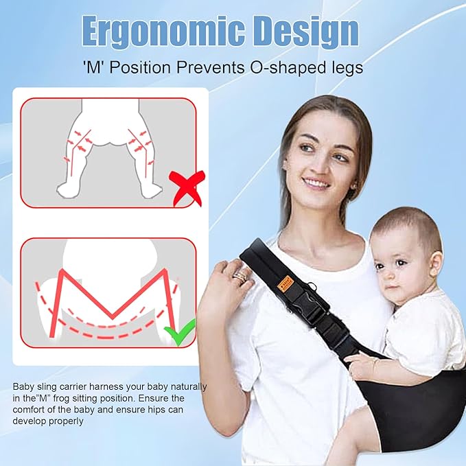 Baby Sling Carrier 2025 Baby Carrier Newborn to Toddler Sling Lightweight Baby Carrier Sling with Adjustable Straps Toddler Carrier Baby Wrap Sling for 10-30 lbs (Blue)