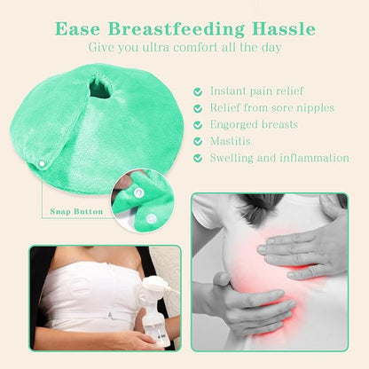 Hot/Cold Breast Gel Bead Ice Packs Breast Cooling/Heat Pads Relief for Breastfeeding, Nursing Pain, Mastitis, Engorgement, Swelling, Plugged Ducts | Boost Milk Let-Down & Production,2 Pack (Green)