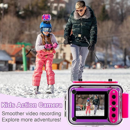 GKTZ Kids Camera - Waterproof Underwater Camera for Kids, Christmas Birthday Gifts for Girls Age 3-12, 1080P HD Children Digital Action Camera, Pool Toys for Kids Age 4-12