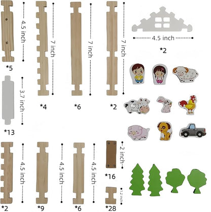 105Pcs Wooden Building Blocks Construction Set for Kids Ages 3-8,Preschool Learning Toys for Toddlers, Boys & Girls Birthday Gift, Educational STEM Toy
