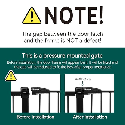Babelio Baby Gate for Doorways and Stairs, 29-48" Auto Close Dog Gate, Easy-Install Pressure Mounted Satey Door, No Drilling Safety Gate for Child and Pets, 2 Pack, Black