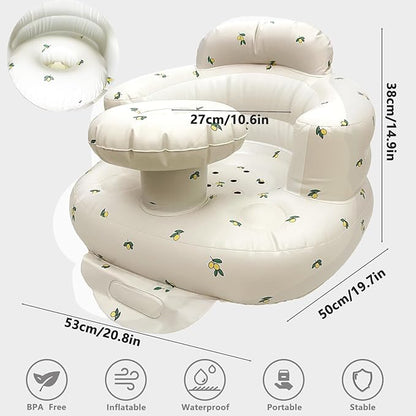 Baby Inflatable Seat for Babies 3-36 Months, Built in Air Pump, Olive Baby Support Seat Summer Toddler Chair for Sitting Up, Baby Shower Chair Floor Seater, Infant Back Support Sofa, Green