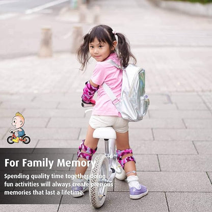 Soft-Style Kids Knee and Elbow Pads with Bike Gloves, Flexible Impact-Resistant Gear for Ages 2-11, Designed for Balance Bikes, Roller-Skating, and Skateboarding
