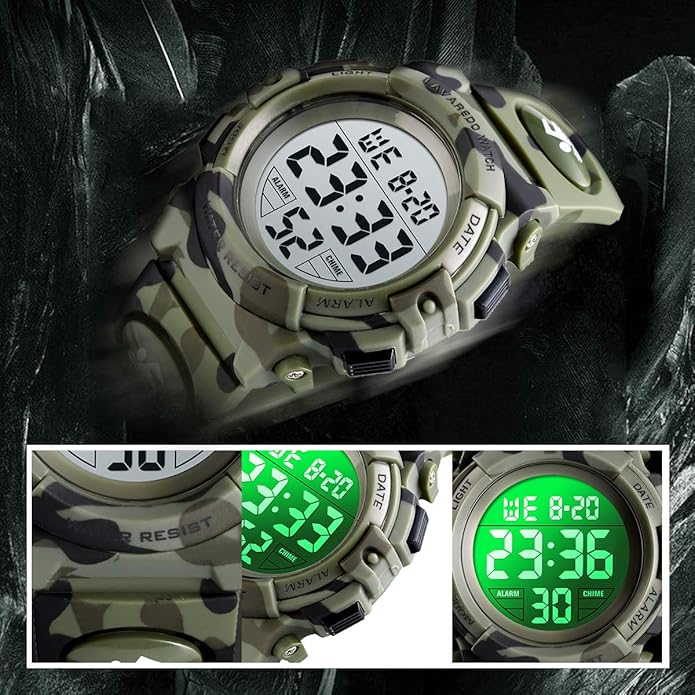 Kids Watch,Boys Watch for 3-15 Year Old Boys,Digital Sport Outdoor Multifunctional Chronograph LED 50 M Waterproof Alarm Calendar Analog Watch for Children with Silicone Band,Kids Gift
