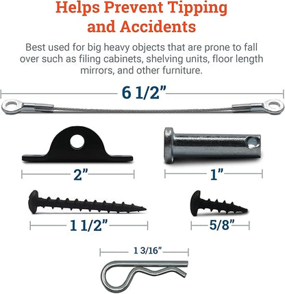 Furniture Anti-Tip Kit for Large Heavy Objects - Heavy Duty Furniture Anchor - Supports up to 400 lbs