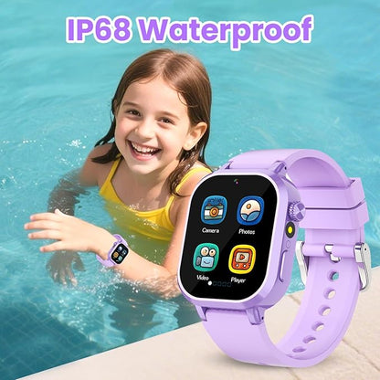 Waterproof Smart Watch for Kids Girls Ages 5-12 with 39 Games, HD Camera, Video, Music, Habit Tracking, Alarm, Pedometer, Kids Smart Watch Chrismars Birthday Gift for Girls Age 5 6 7 8(Purple)